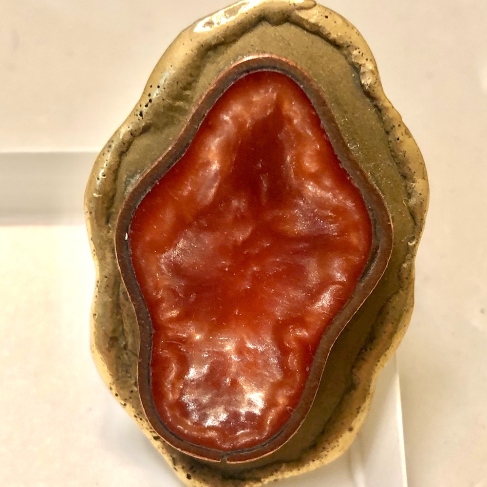 Adjustable Glamorous Red Geode Ring - Picture 2 of 3